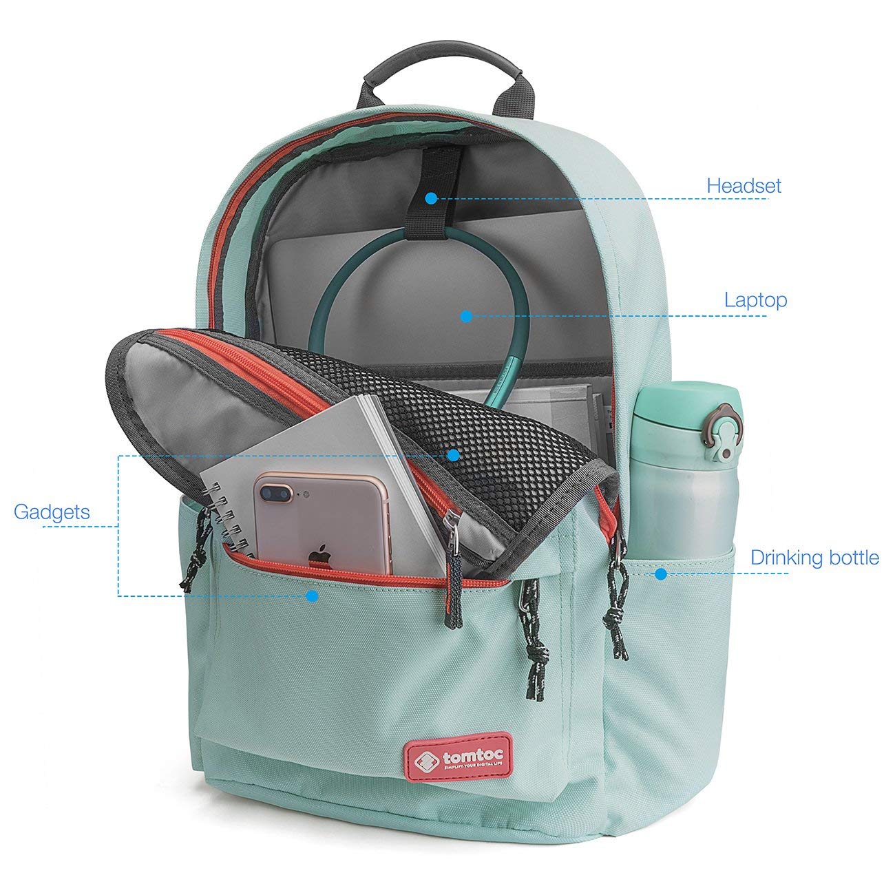 Balo TOMTOC (USA) Unisex travel laptop 13″14″ Light Blue A71-D01B03