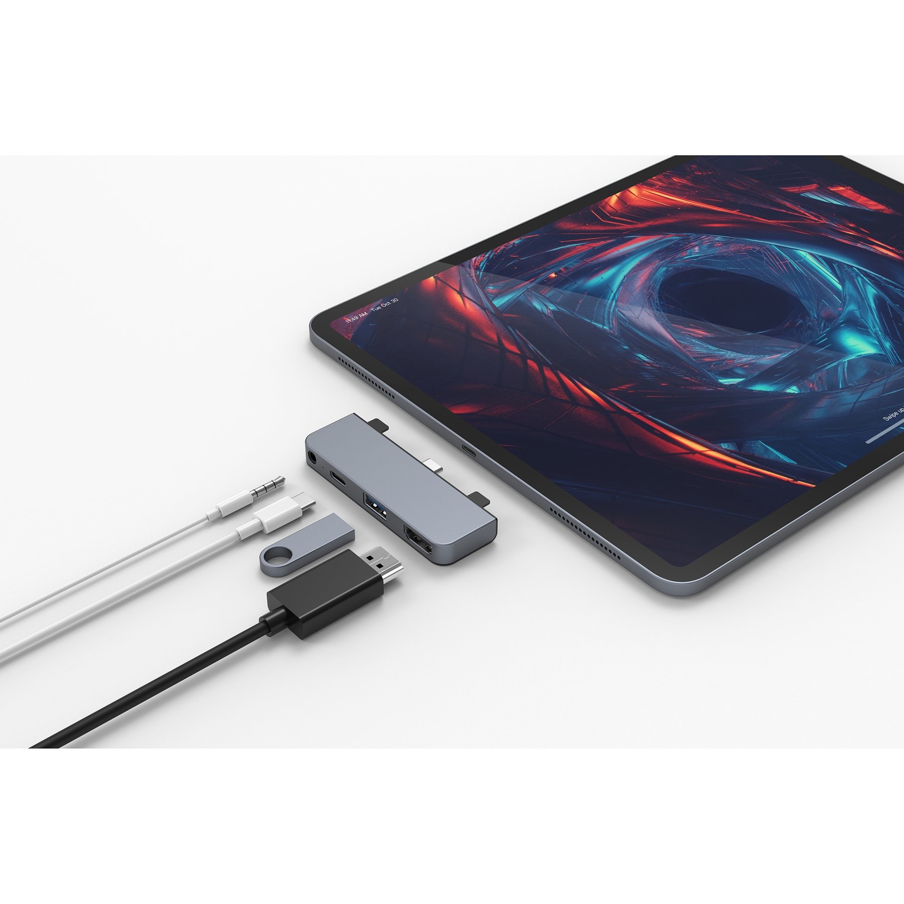 CỔNG CHUYỂN CHUYÊN DỤNG HYPERDRIVE IPAD PRO/MACBOOK/SURFACE/iPHONE 15 4 IN 1 HDMI 4K/30Hz USB-C HUB – HD319E